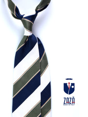 Cravatta 3 Pieghe blu/verde in seta tessuta NAZIKI
