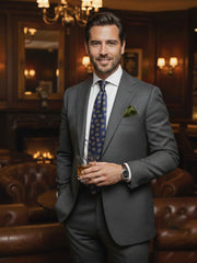 Cravatta blu/verde 3 Pieghe HERITAGE in seta stampata inglese