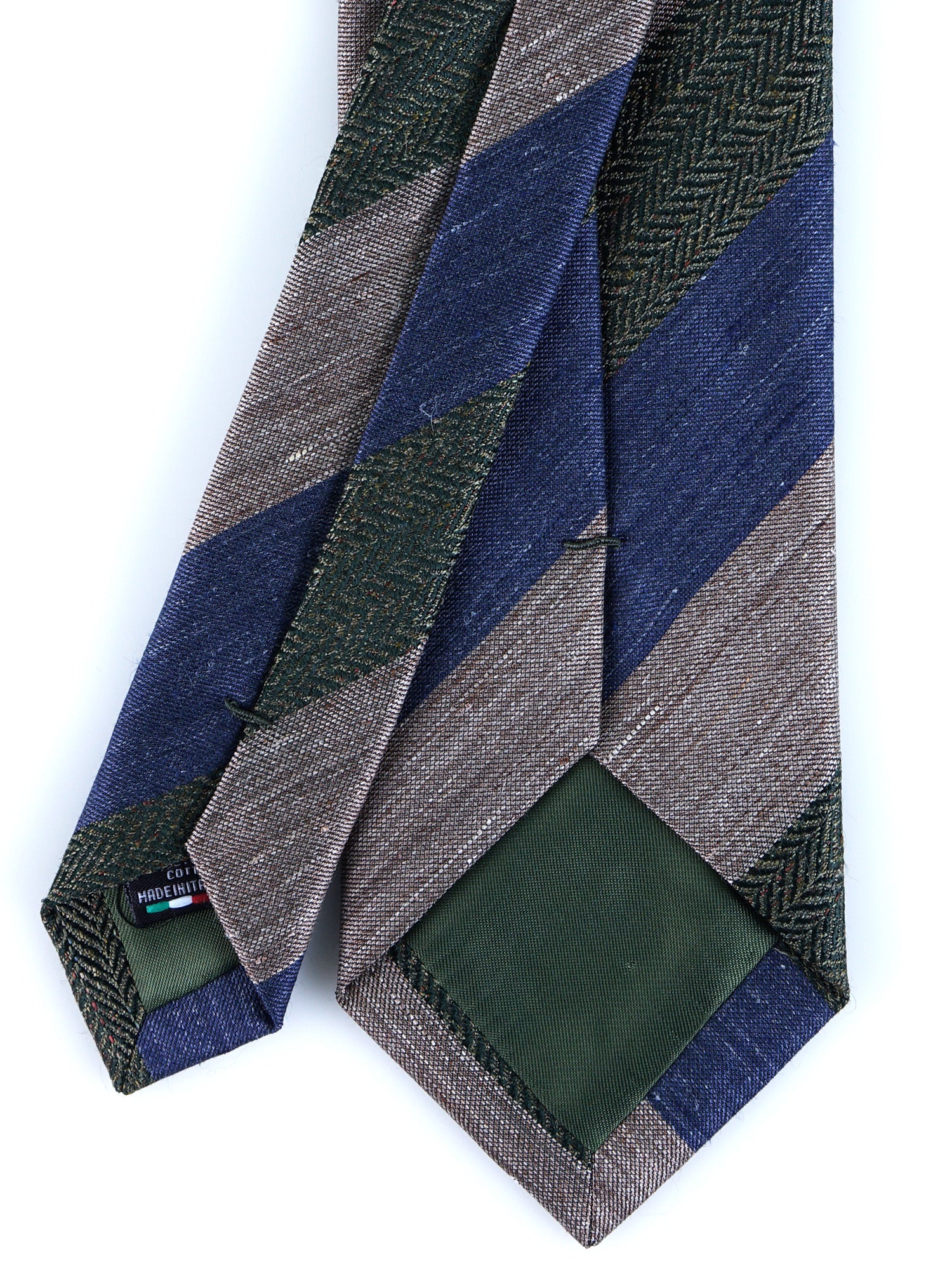 Cravatta regimental blu/verde 3 Pieghe DARLIN in seta/cotone