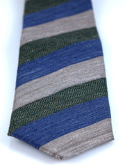 Cravatta regimental blu/verde 3 Pieghe DARLIN in seta/cotone