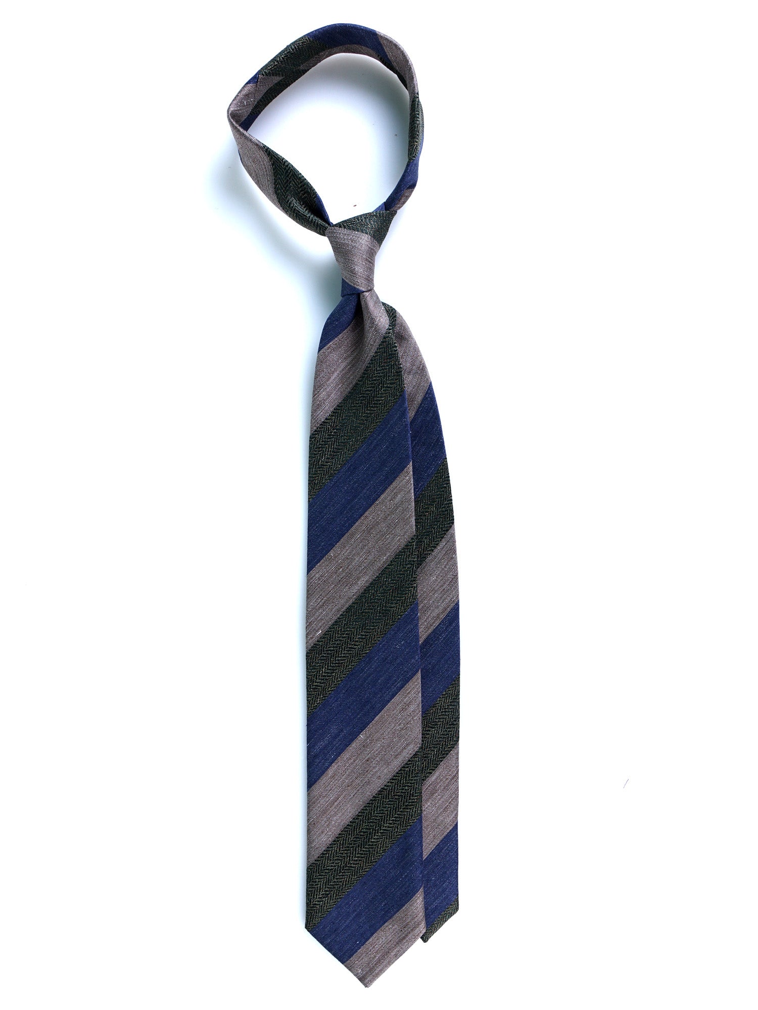 Cravatta regimental blu/verde 3 Pieghe DARLIN in seta/cotone
