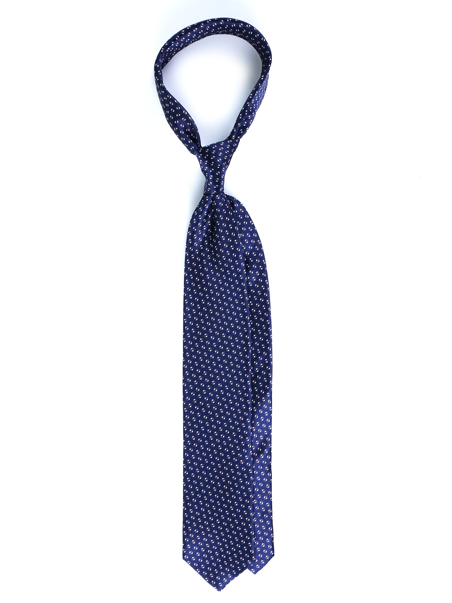 Cravatta blu/grigio 3 Pieghe SHILLA in seta raso stampata