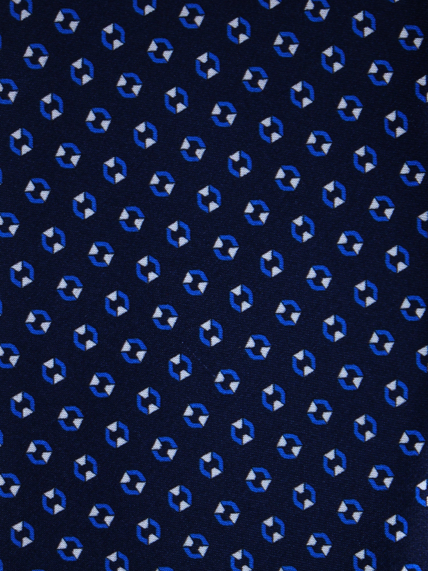 Cravatta blu/celeste 3 Pieghe SHILLA in seta raso stampata