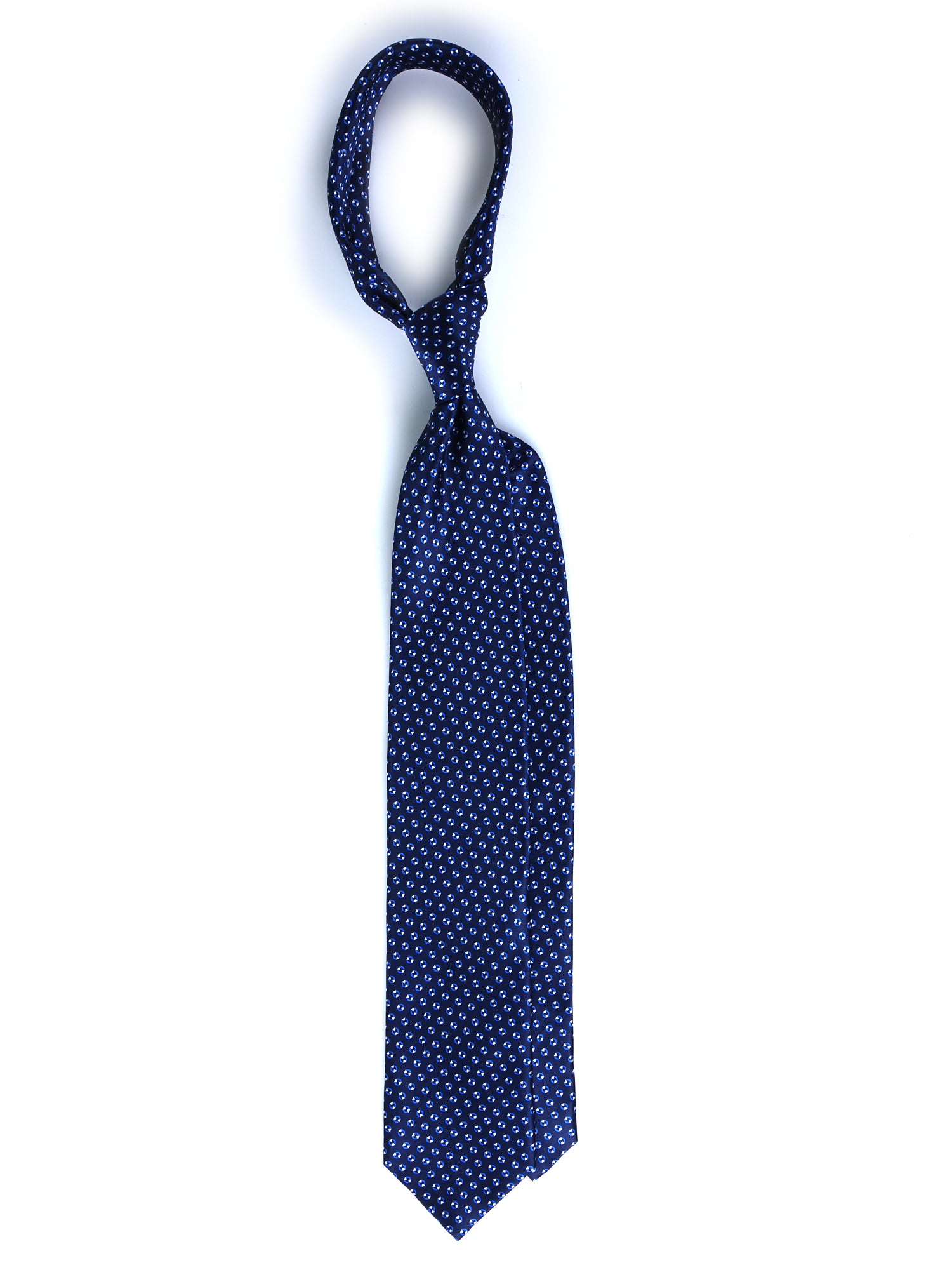 Cravatta blu/celeste 3 Pieghe SHILLA in seta raso stampata