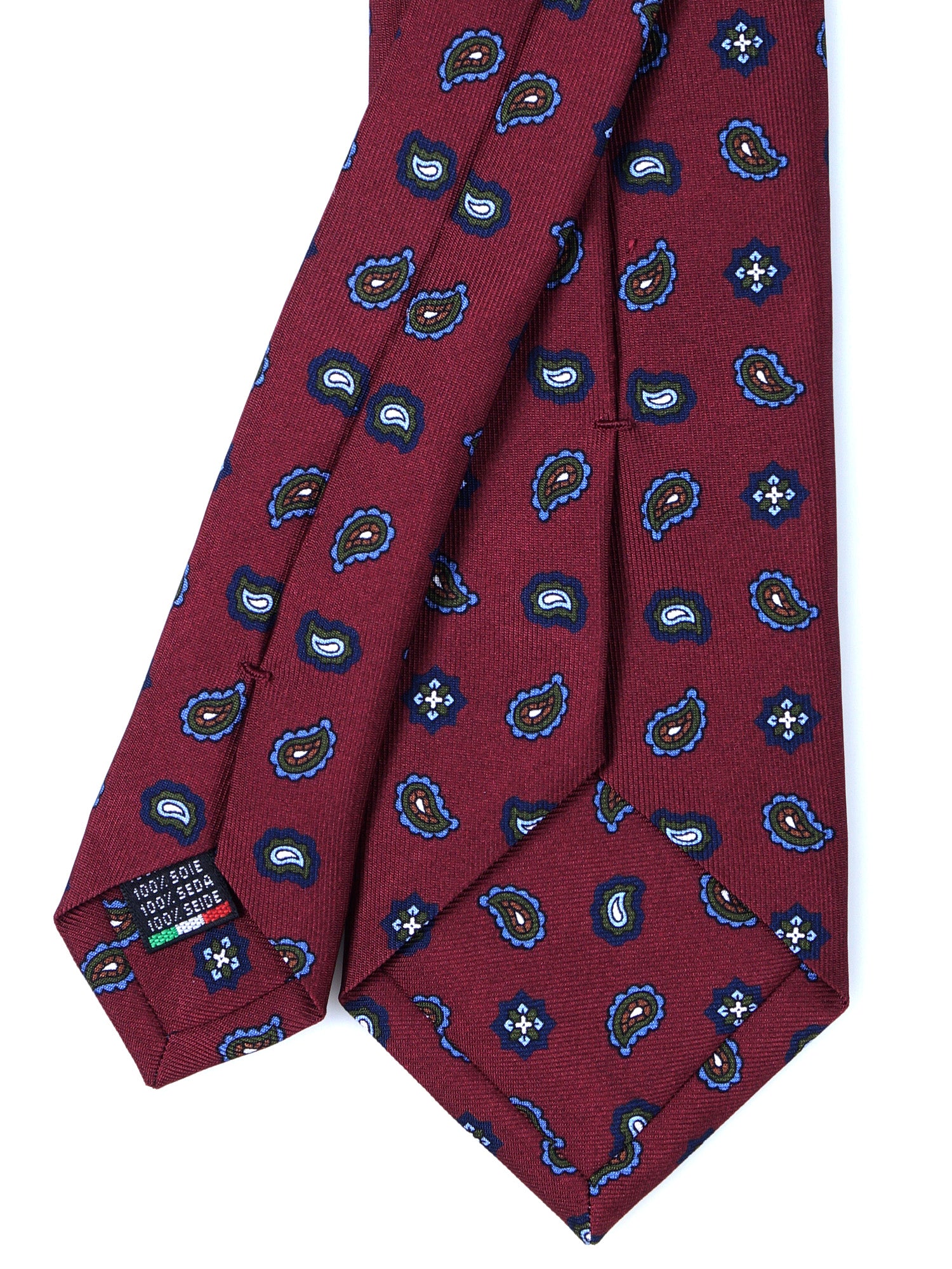 Cravatta bordeaux 3 Pieghe NIKKY in seta stampata inglese