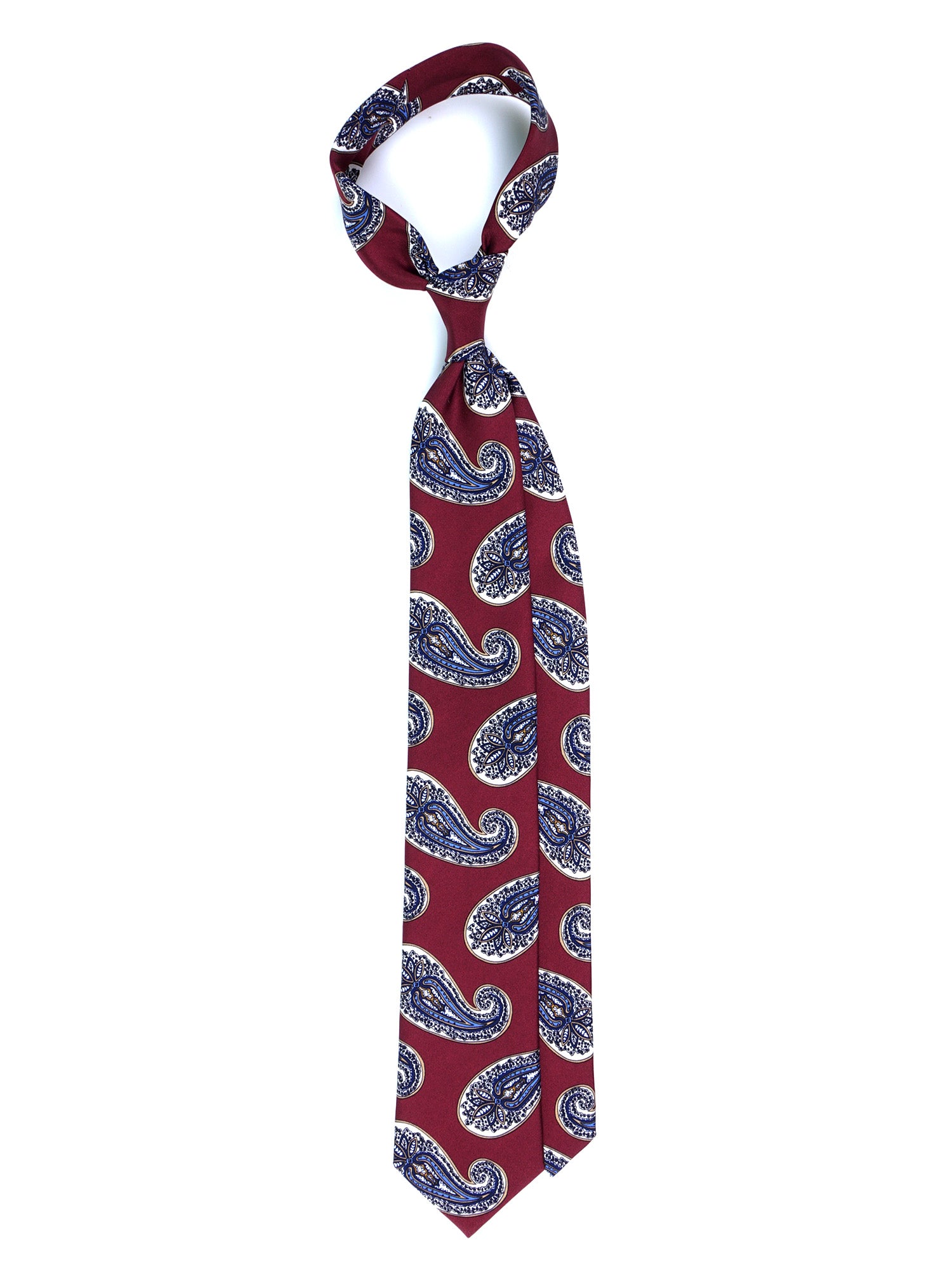Cravatta bordeaux 3 Pieghe WONDER in seta stampata inglese
