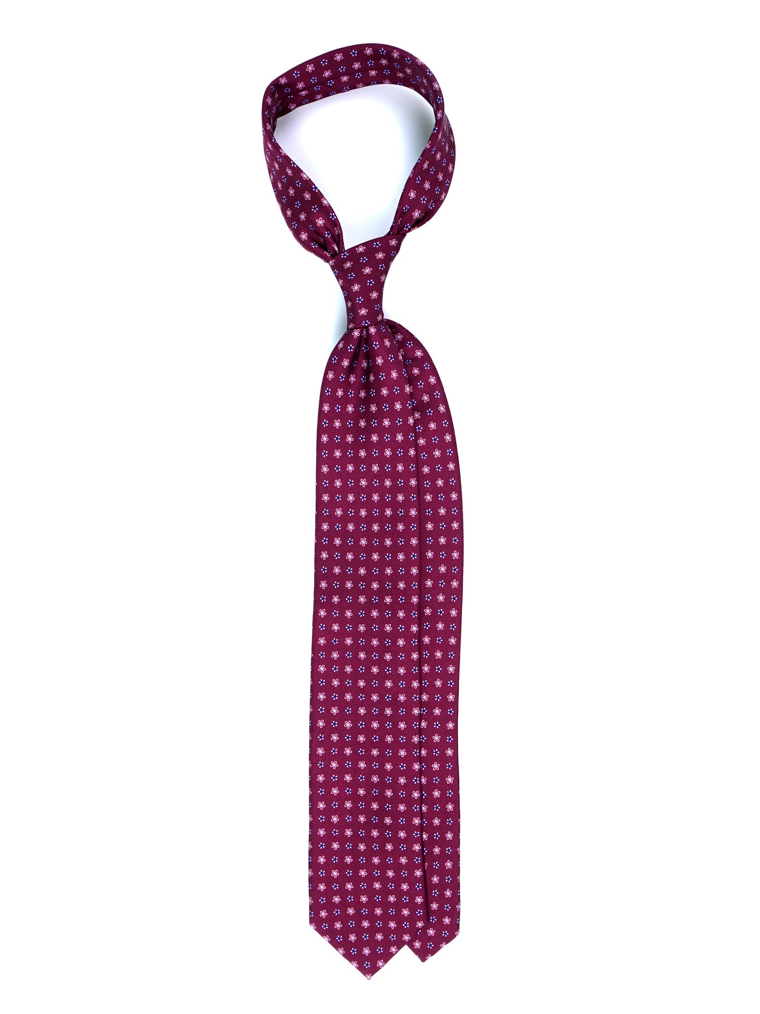 Cravatta bordeaux 3 Pieghe ALLEGRA in seta stampata inglese