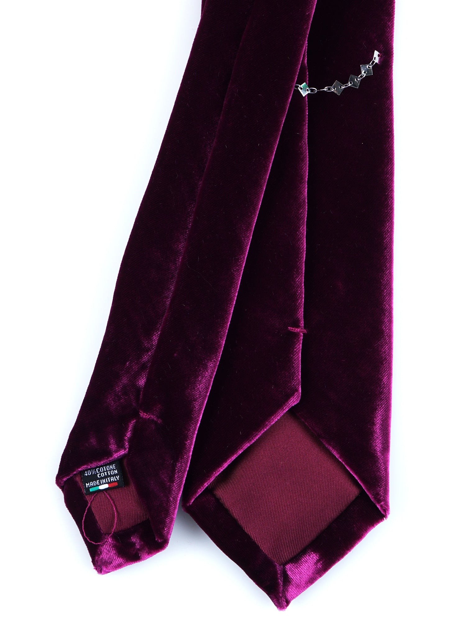 Cravatta blu micro fantasia viola e bianco in twill di seta tre pieghe Cravatta blu micro fantasia viola e bianco in twill di seta tre pieghe