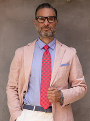 LOLITA Fuchsia English Printed Silk 3 fold Necktie