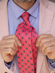 LOLITA Fuchsia English Printed Silk 3 fold Necktie
