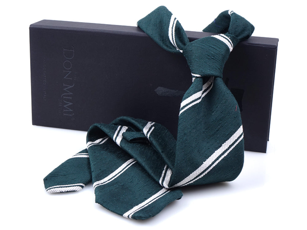 Cravatta 3 pieghe sfoderata verde BIRTO 100% seta shantung