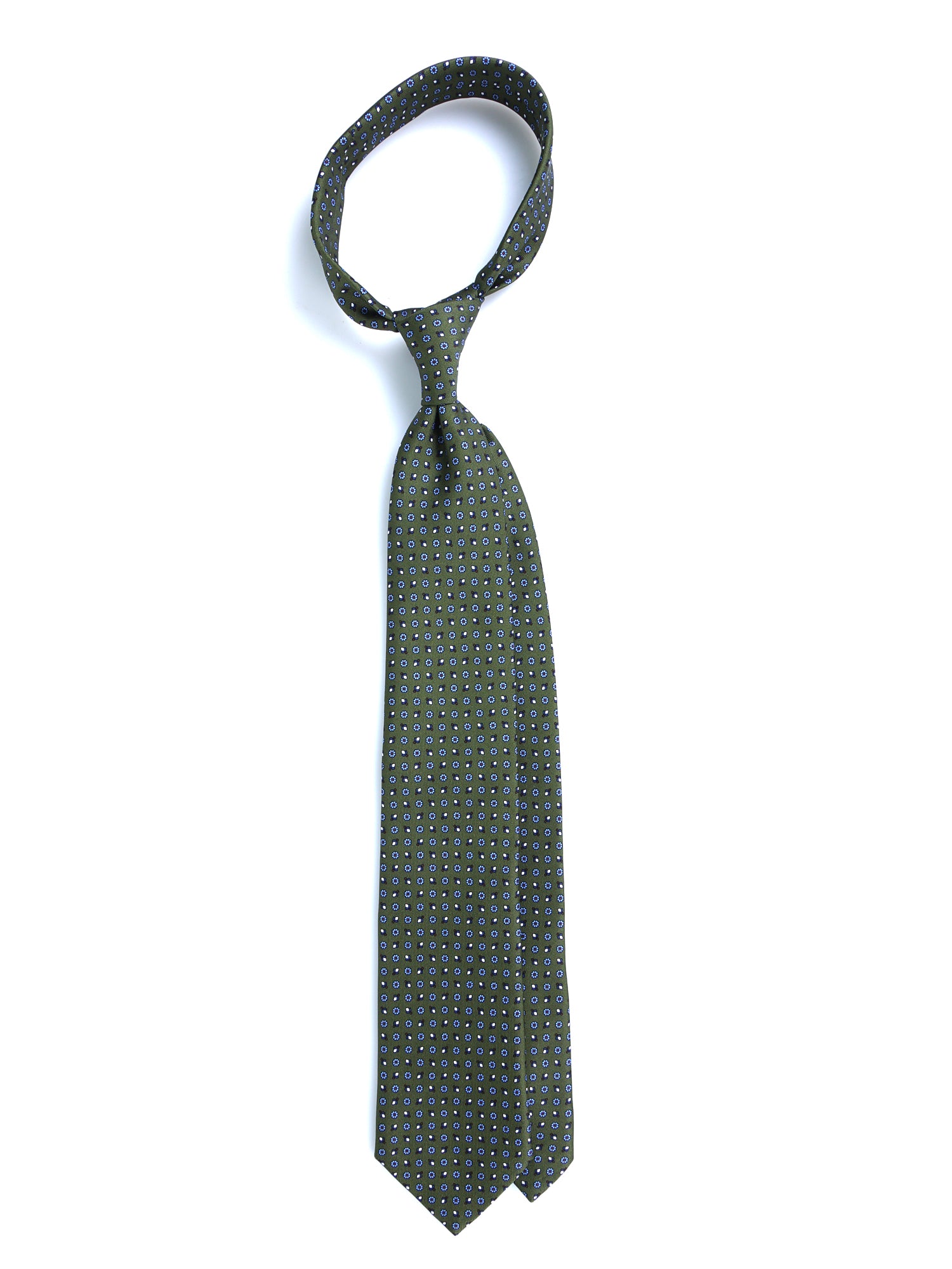 BELINDA Green English Printed Silk 3 fold Necktie
