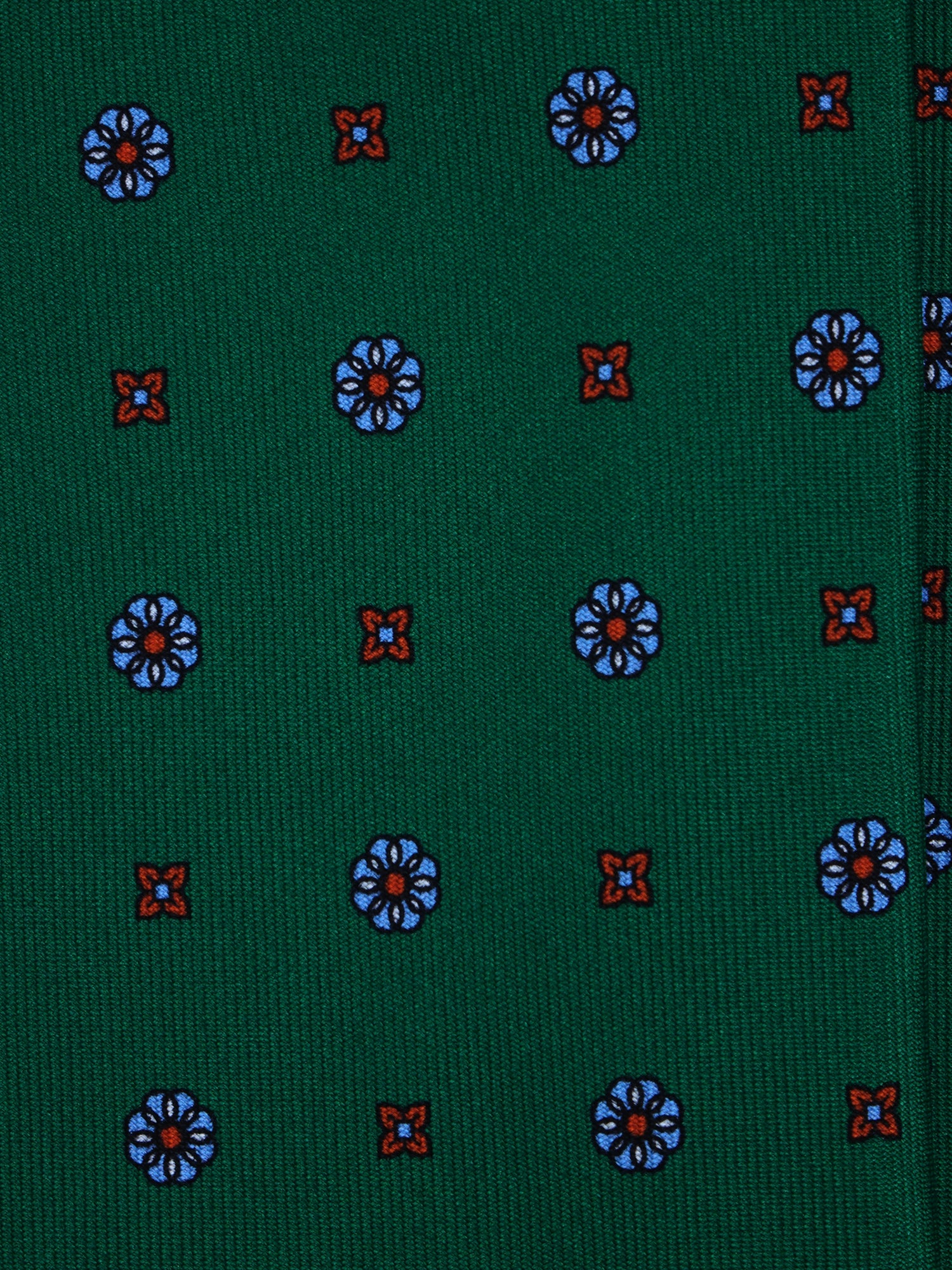 ESTELLA Green English Printed Silk 3 fold Necktie