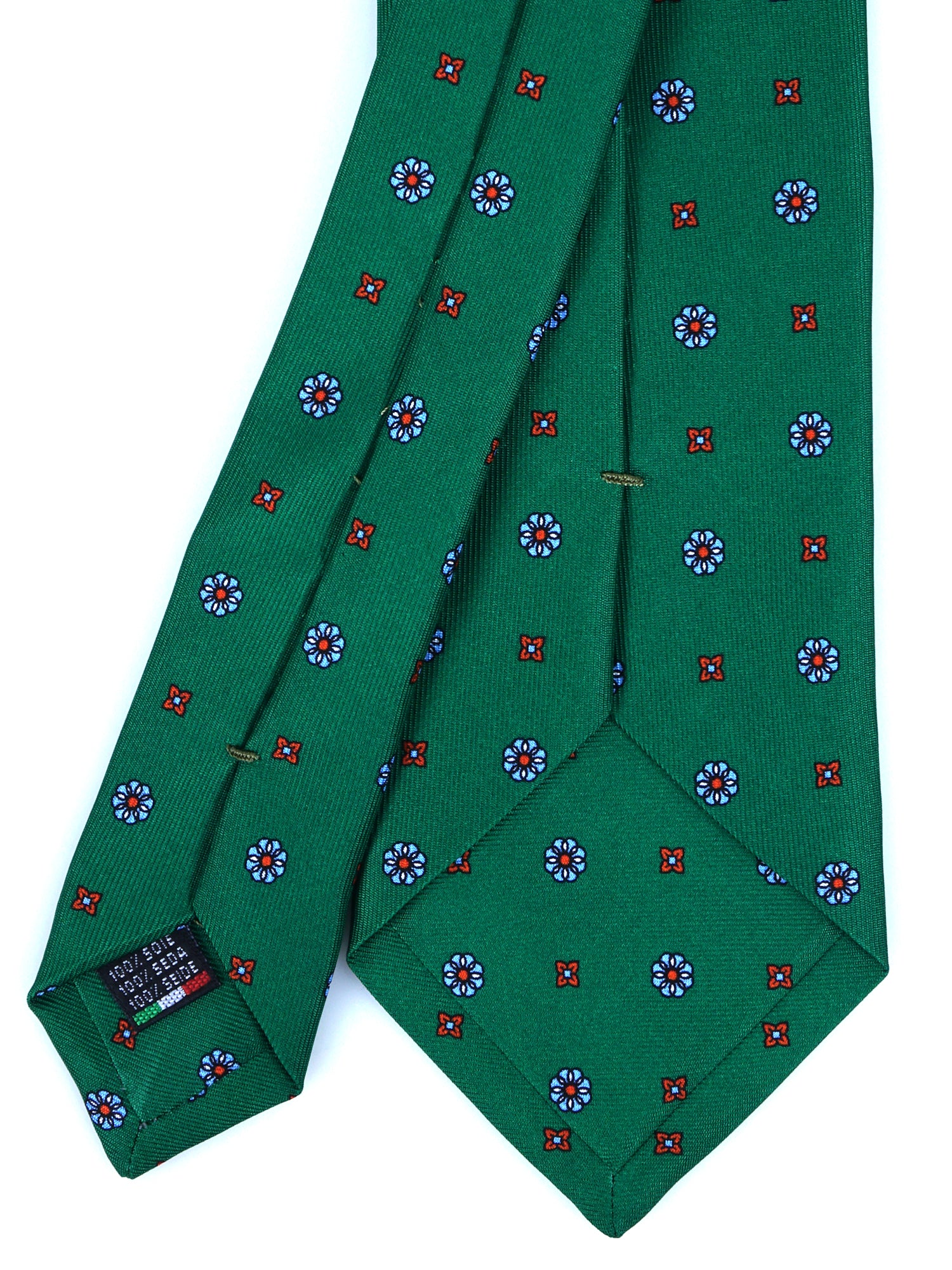 ESTELLA Green English Printed Silk 3 fold Necktie