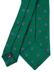 ESTELLA Green English Printed Silk 3 fold Necktie