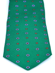 ESTELLA Green English Printed Silk 3 fold Necktie