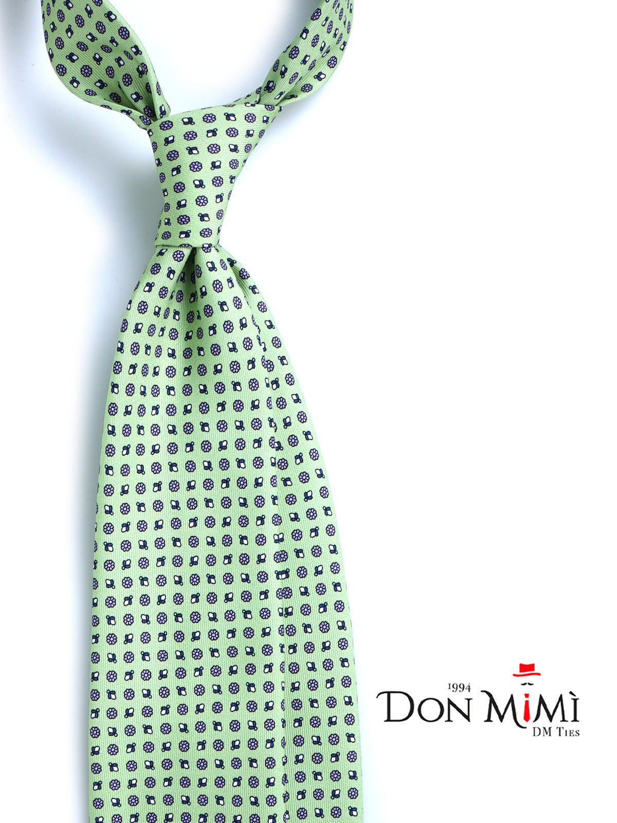 BELINDA Light Green English Printed Silk 3 fold Necktie