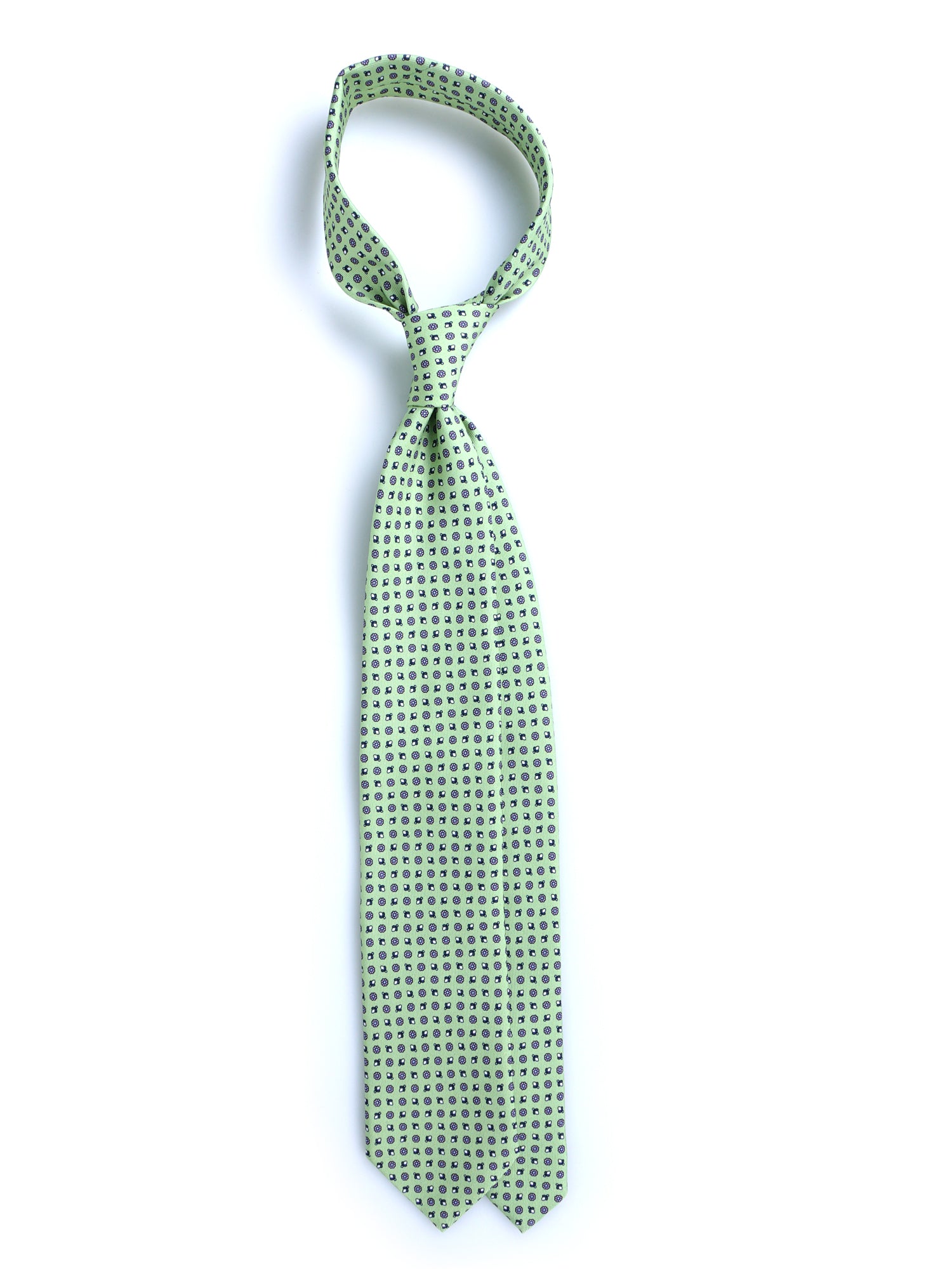 BELINDA Light Green English Printed Silk 3 fold Necktie