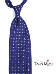 OLIMPIA Blue English Printed Silk 3 fold Necktie