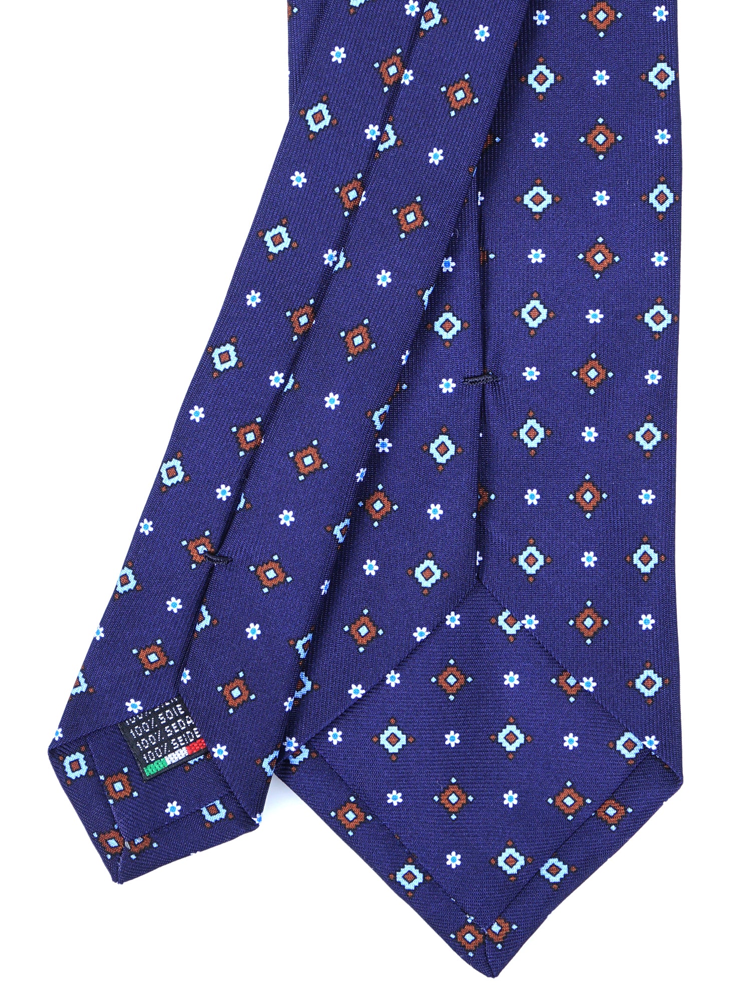 OLIMPIA Blue English Printed Silk 3 fold Necktie