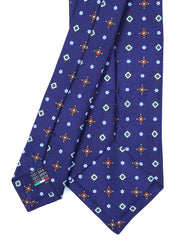 OLIMPIA Blue English Printed Silk 3 fold Necktie