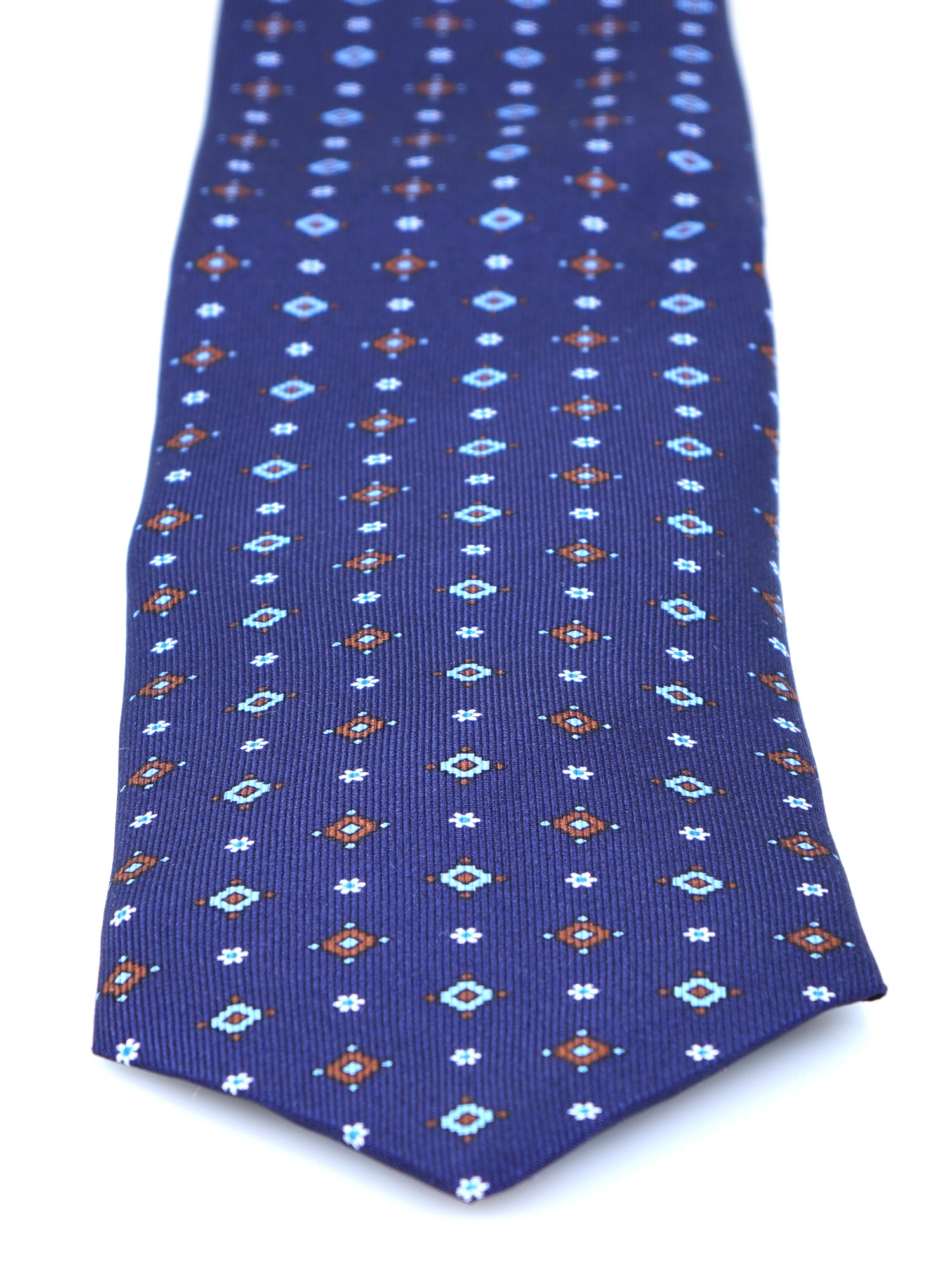 OLIMPIA Blue English Printed Silk 3 fold Necktie