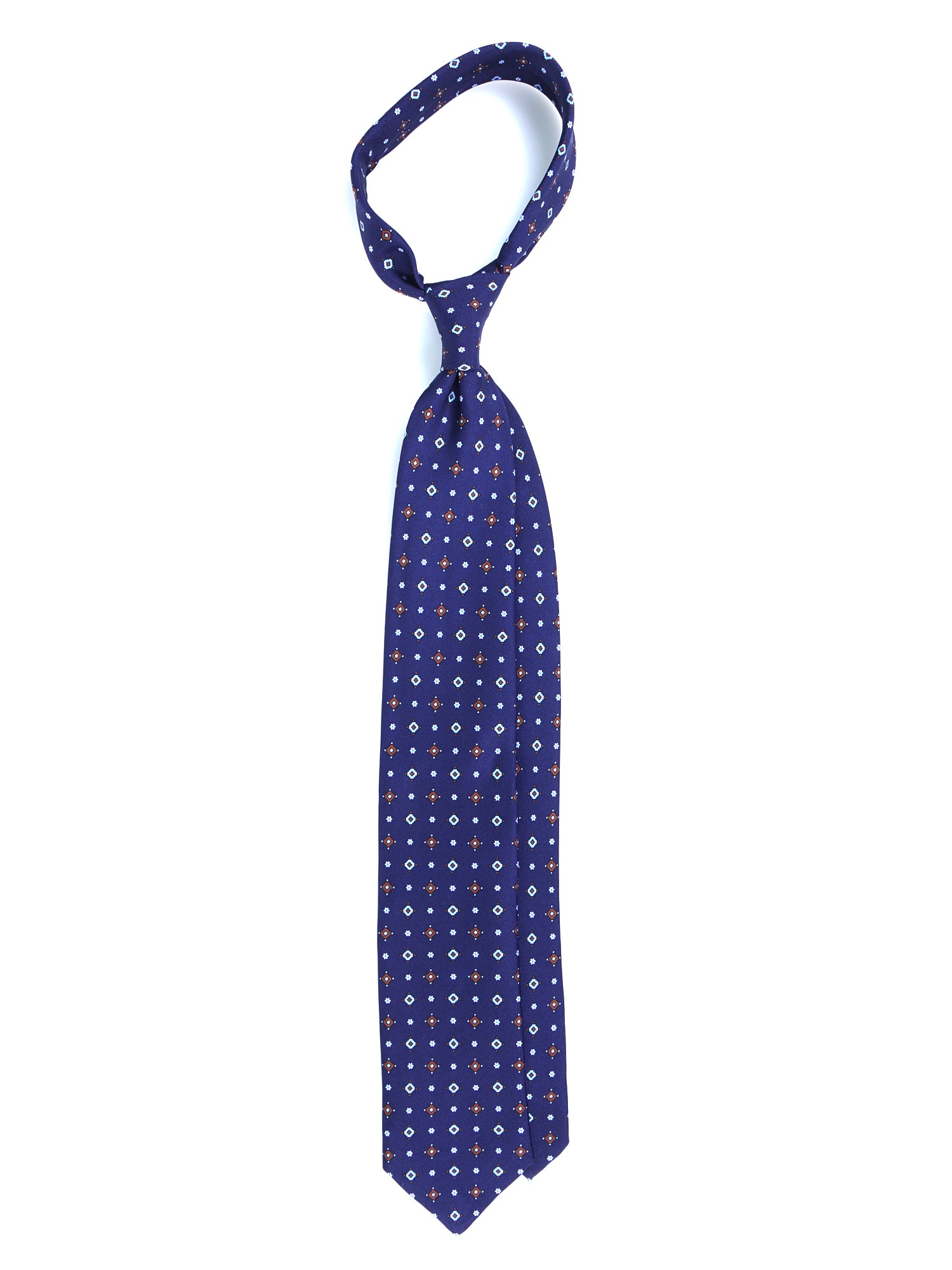 OLIMPIA Blue English Printed Silk 3 fold Necktie