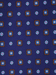 Cravatta blu 3 Pieghe GRACIA in seta stampata inglese