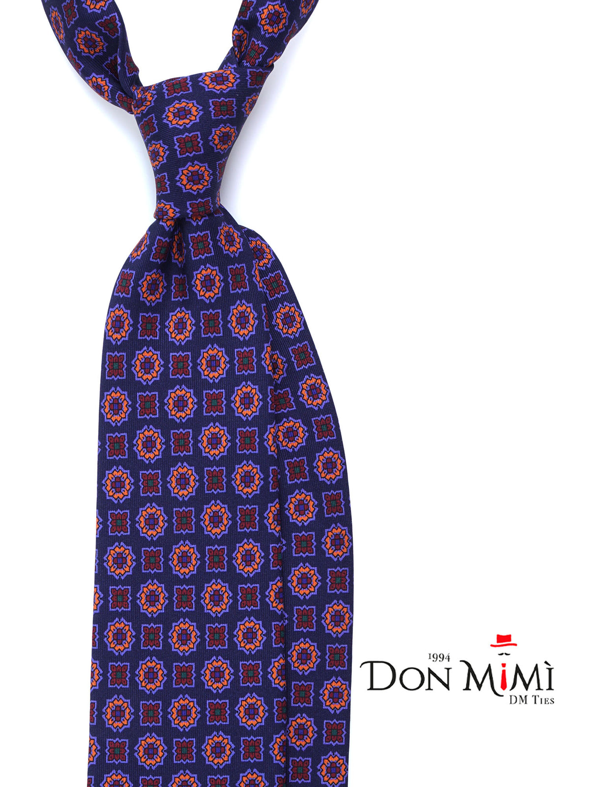 3 Fold Dark Blue Madder Silk Tie ESTELA