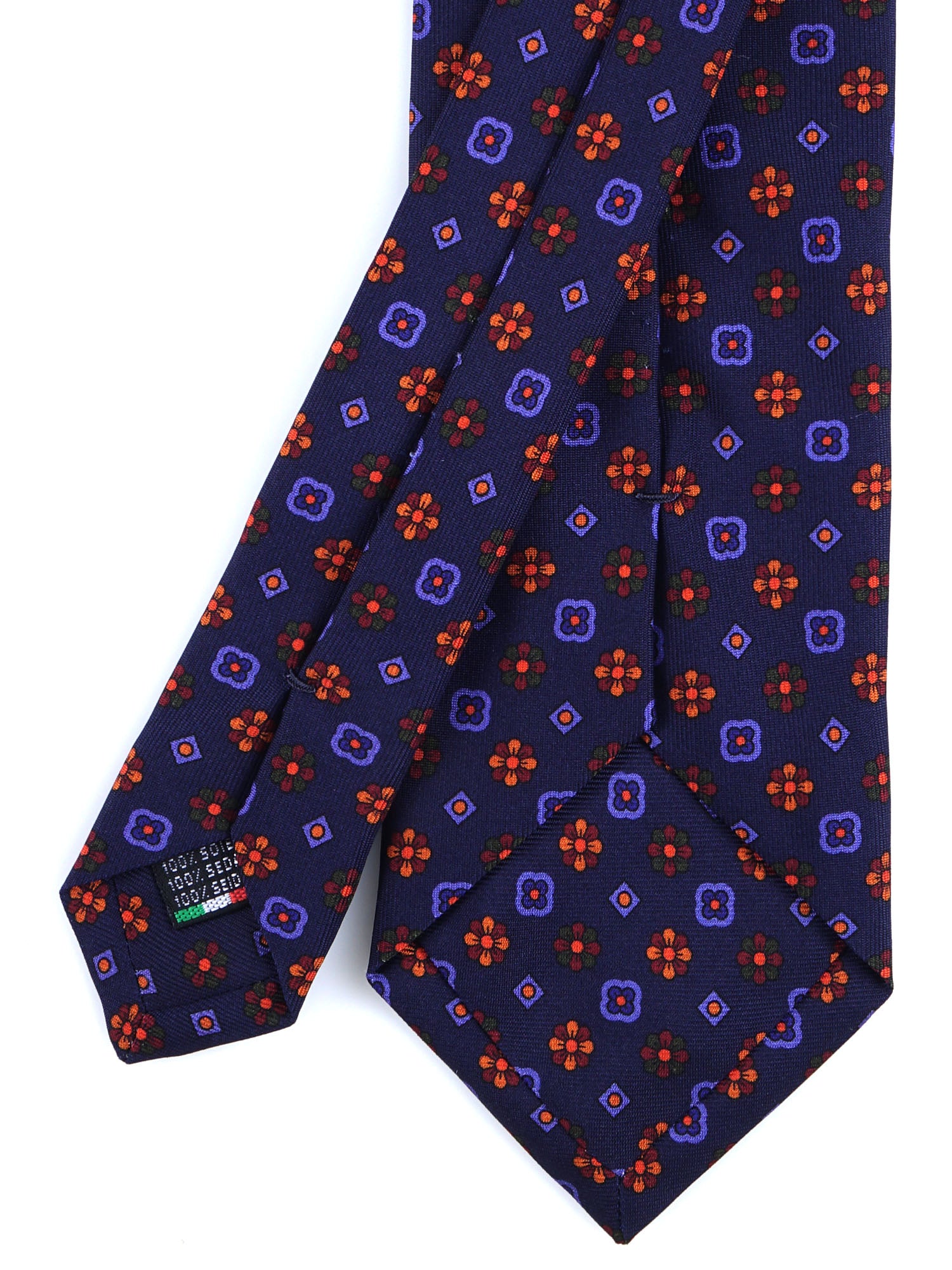 3 Fold Dark Blue Madder Silk Tie FIONA