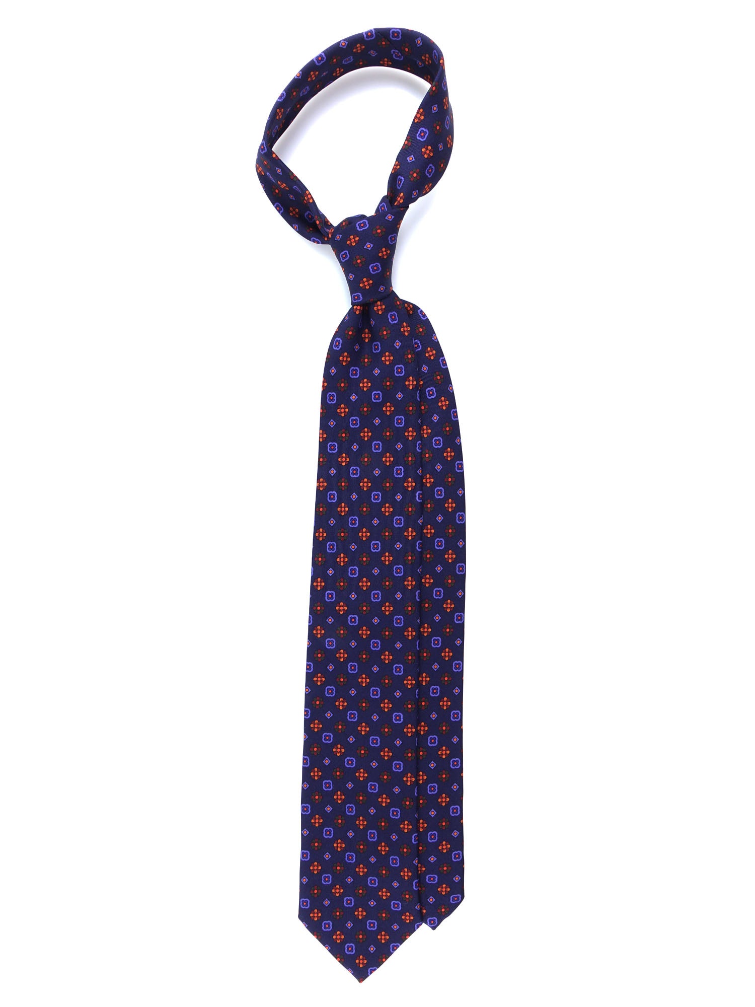 3 Fold Dark Blue Madder Silk Tie FIONA