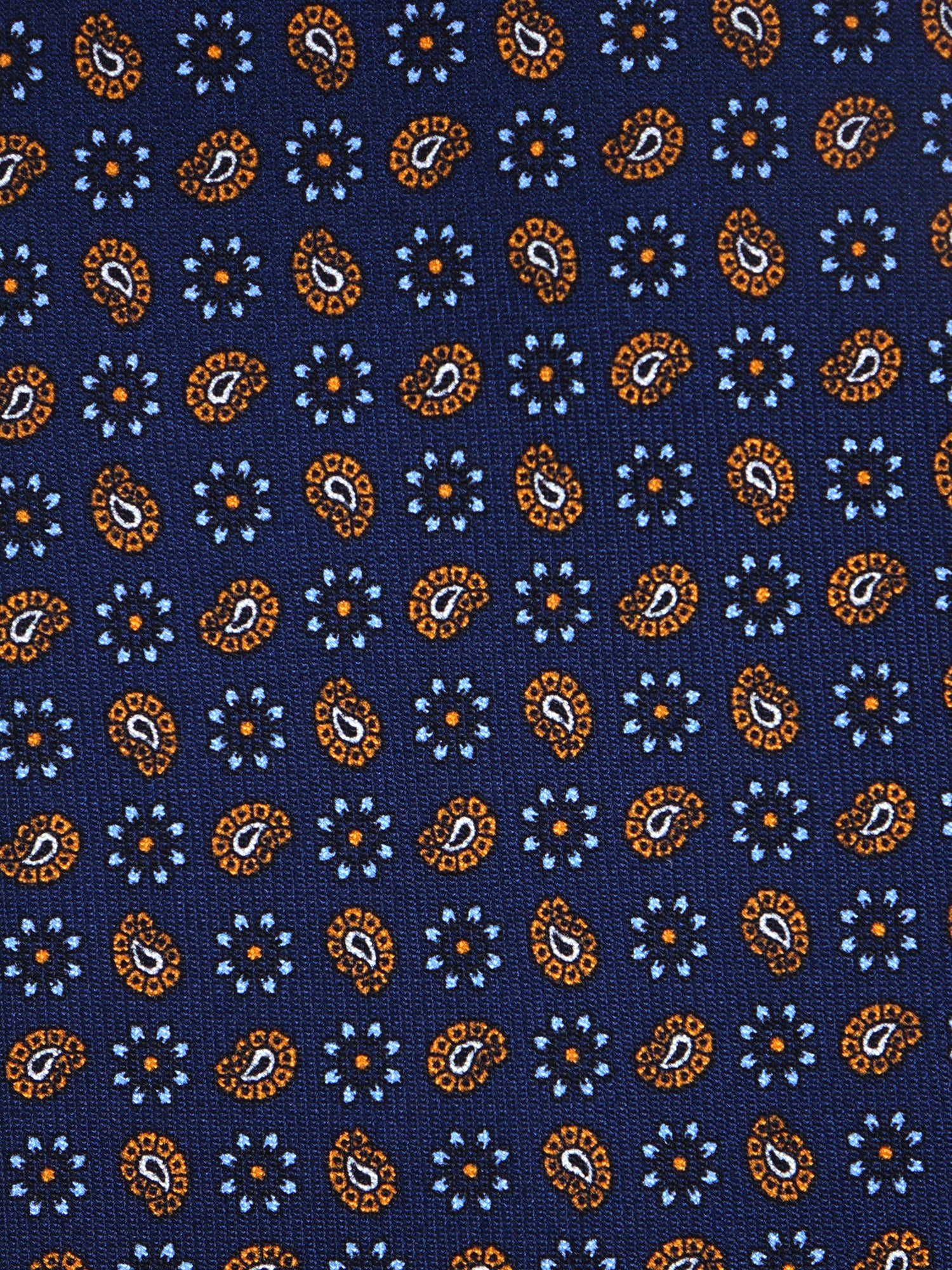 Cravatta blu/oro 3 Pieghe VITTORIA in seta stampata inglese