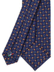 Cravatta blu/oro 3 Pieghe VITTORIA in seta stampata inglese
