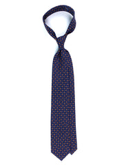 Cravatta blu/oro 3 Pieghe VITTORIA in seta stampata inglese