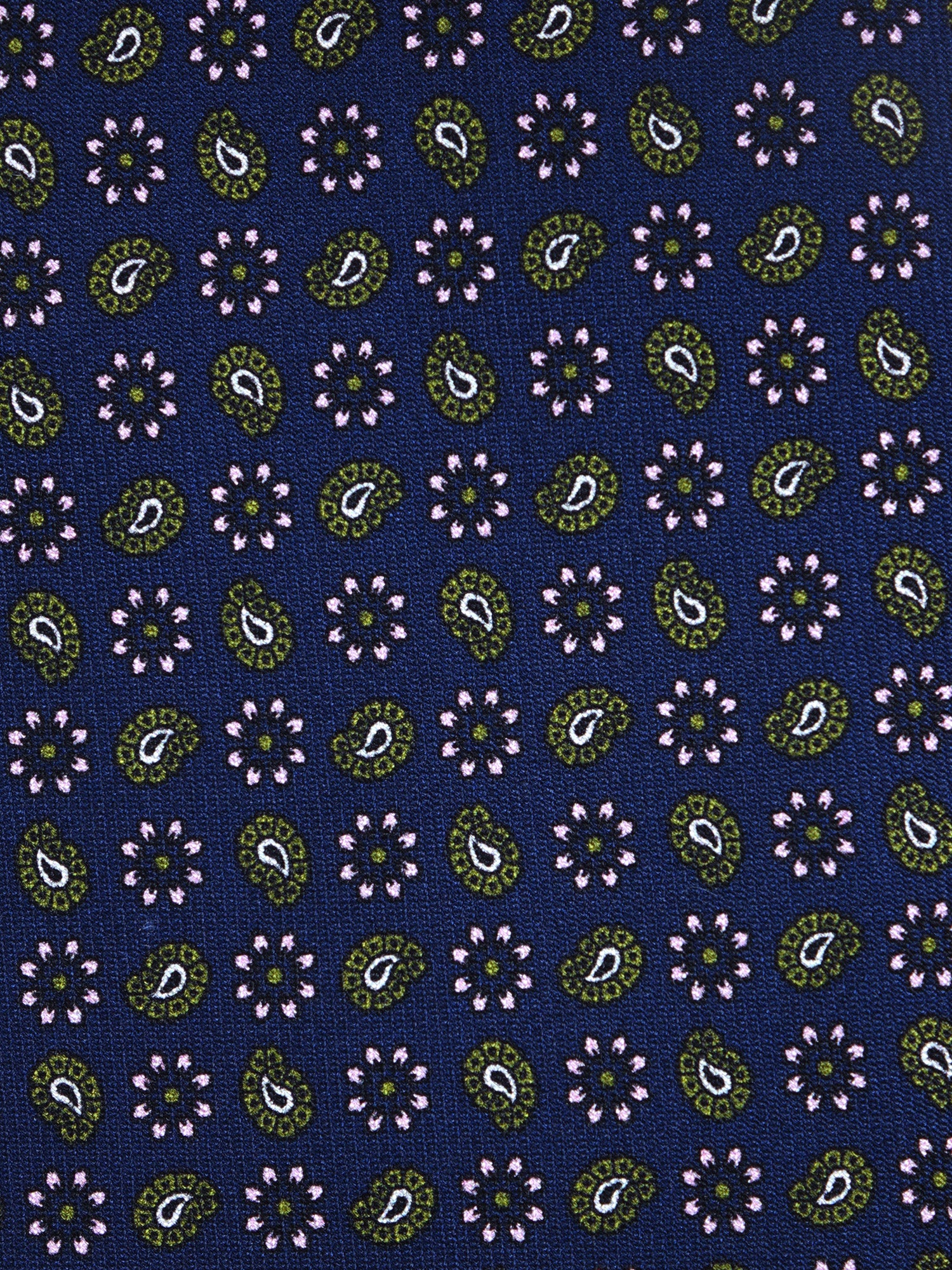 Cravatta blu/verde 3 Pieghe VITTORIA in seta stampata inglese