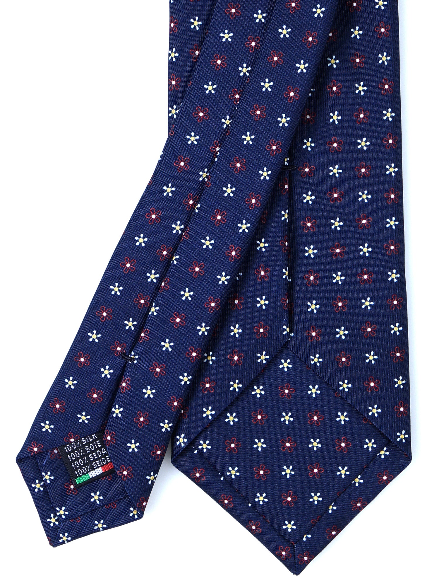 Cravatta blu/rossa3 Pieghe ALLEGRA in seta stampata inglese