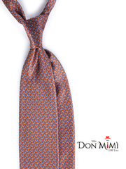 UNION Orange Satin Printed Silk 3 fold Necktie