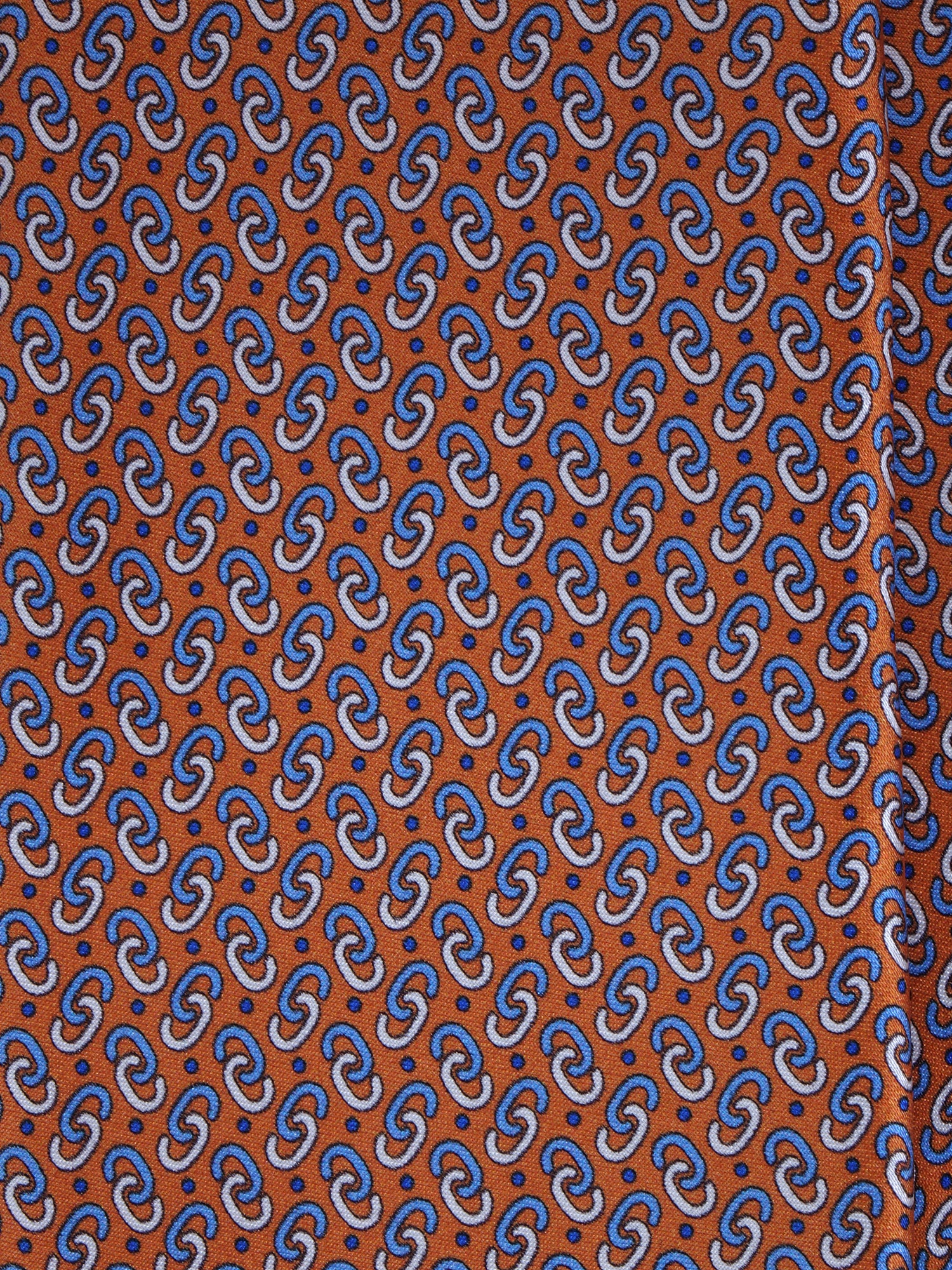 UNION Orange Satin Printed Silk 3 fold Necktie