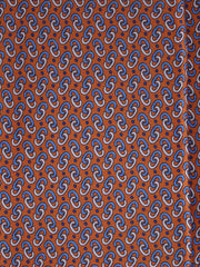 UNION Orange Satin Printed Silk 3 fold Necktie