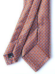 UNION Orange Satin Printed Silk 3 fold Necktie