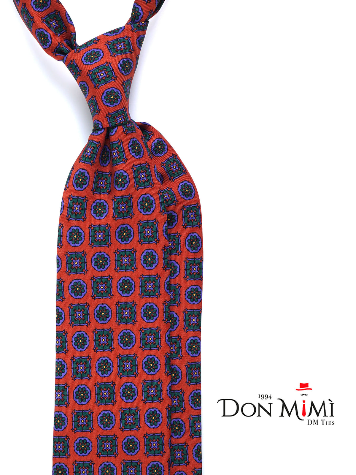 3 Fold Orange Madder Silk Tie DILETTA