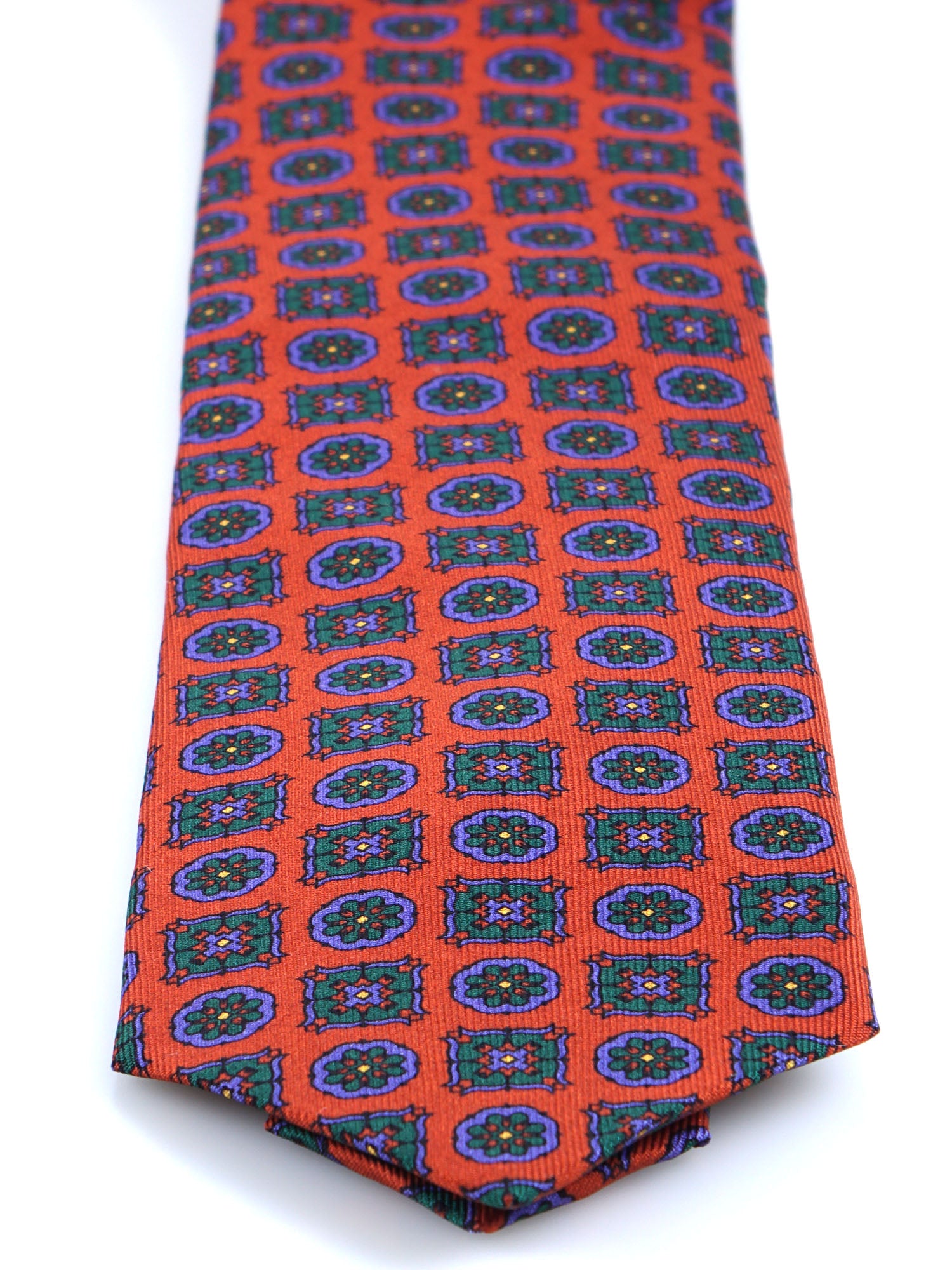 3 Fold Orange Madder Silk Tie DILETTA