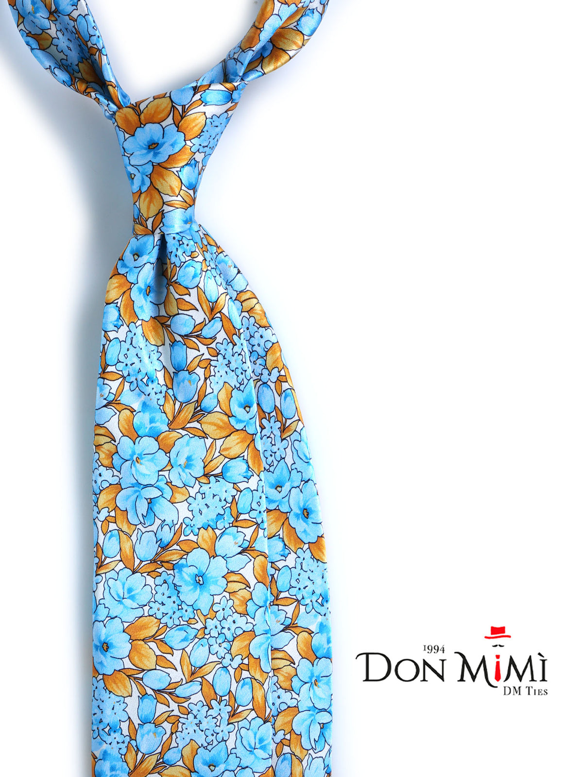 CHARME Skyblue satin silk 3 Fold Necktie 