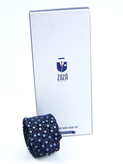 Cravatta 3 pieghe blu in seta jacquard PRATO