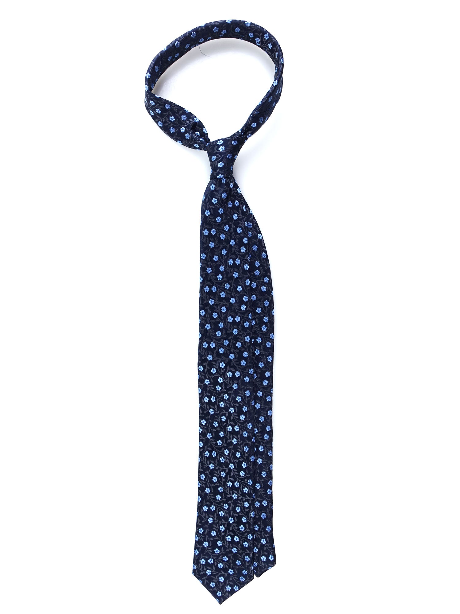 Cravatta 3 pieghe blu in seta jacquard PRATO