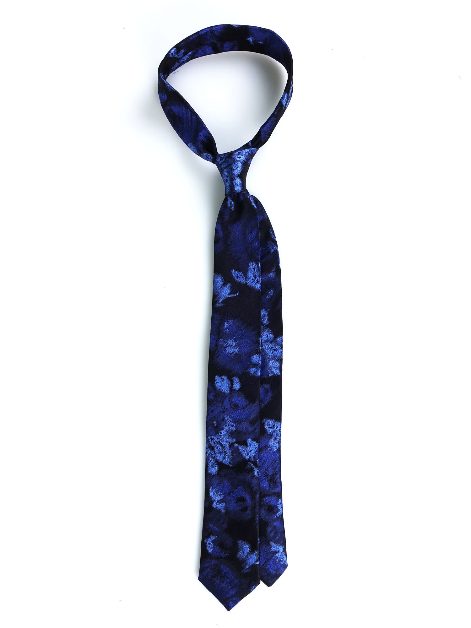 3-fold blue jacquard silk tie FRANCE