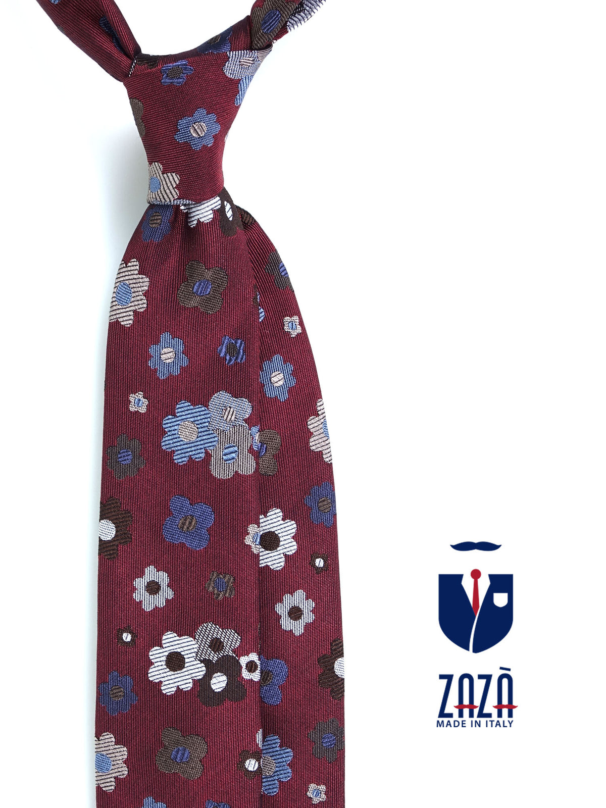 Cravatta 3 pieghe bordeaux in seta jacquard VERNA