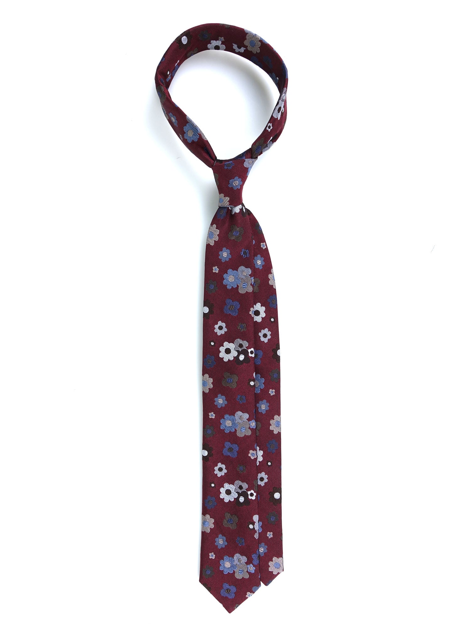 Cravatta 3 pieghe bordeaux in seta jacquard VERNA