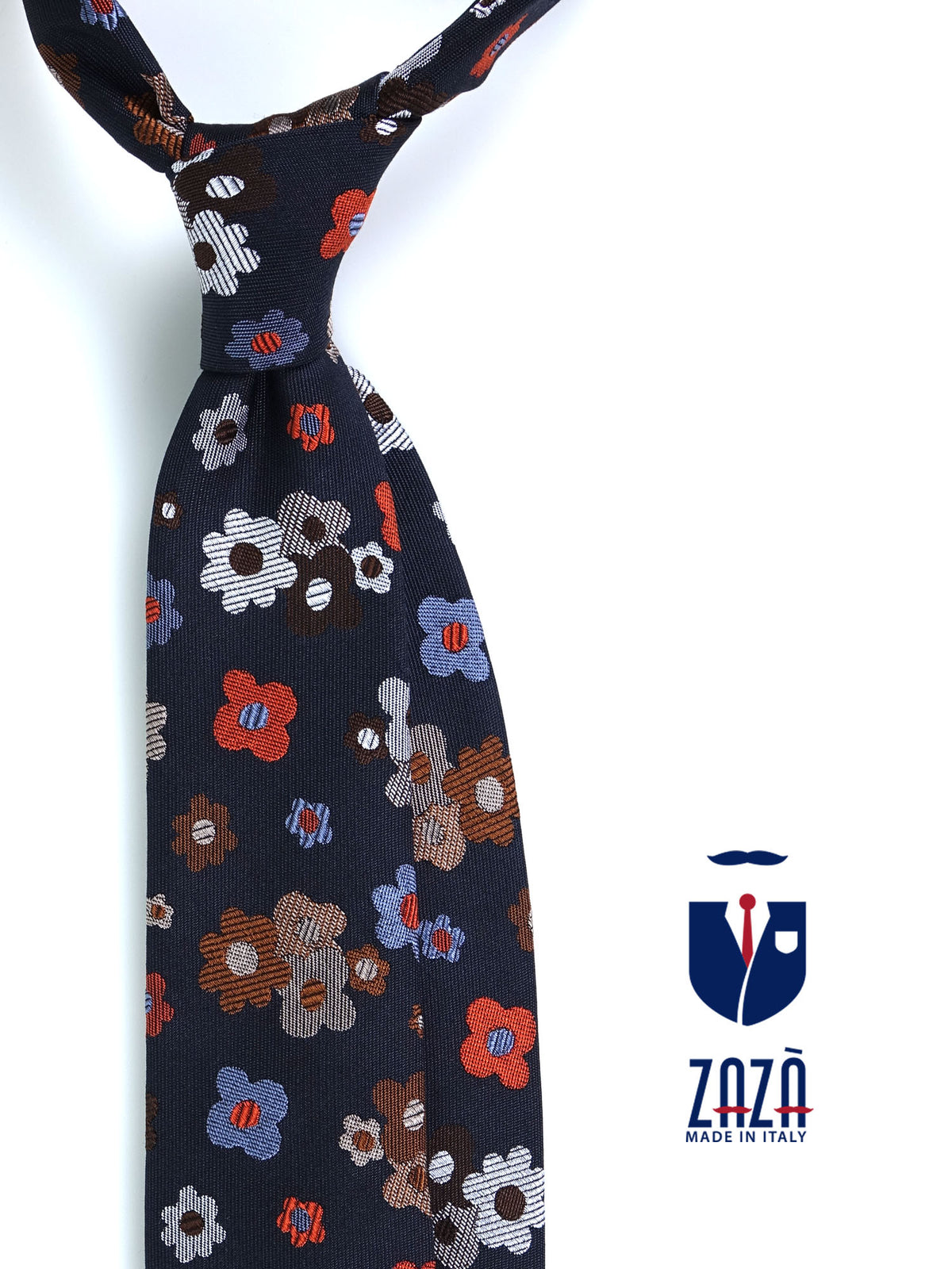 VERNA 3-fold blue jacquard silk tie