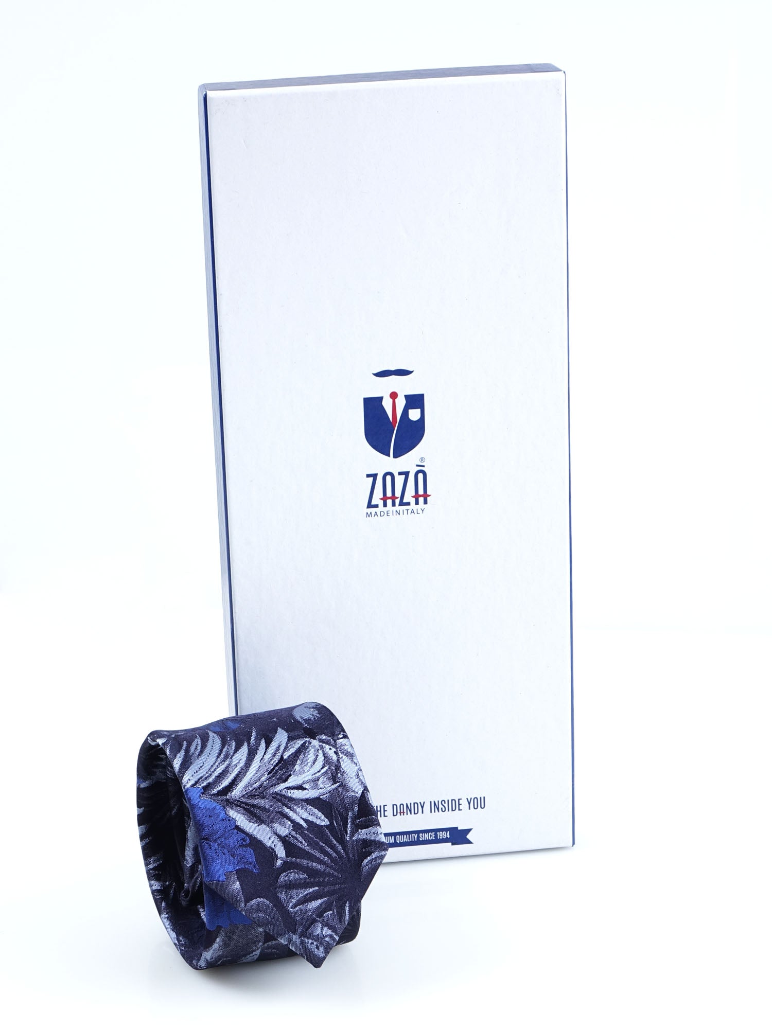 Cravatta 3 pieghe blu elettrico in seta jacquard MAIORCA